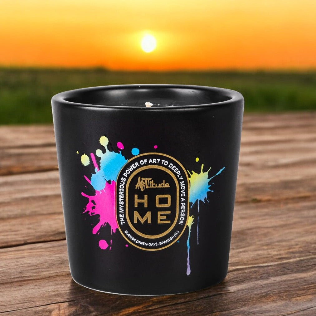 Premium black scented candle for home decor.