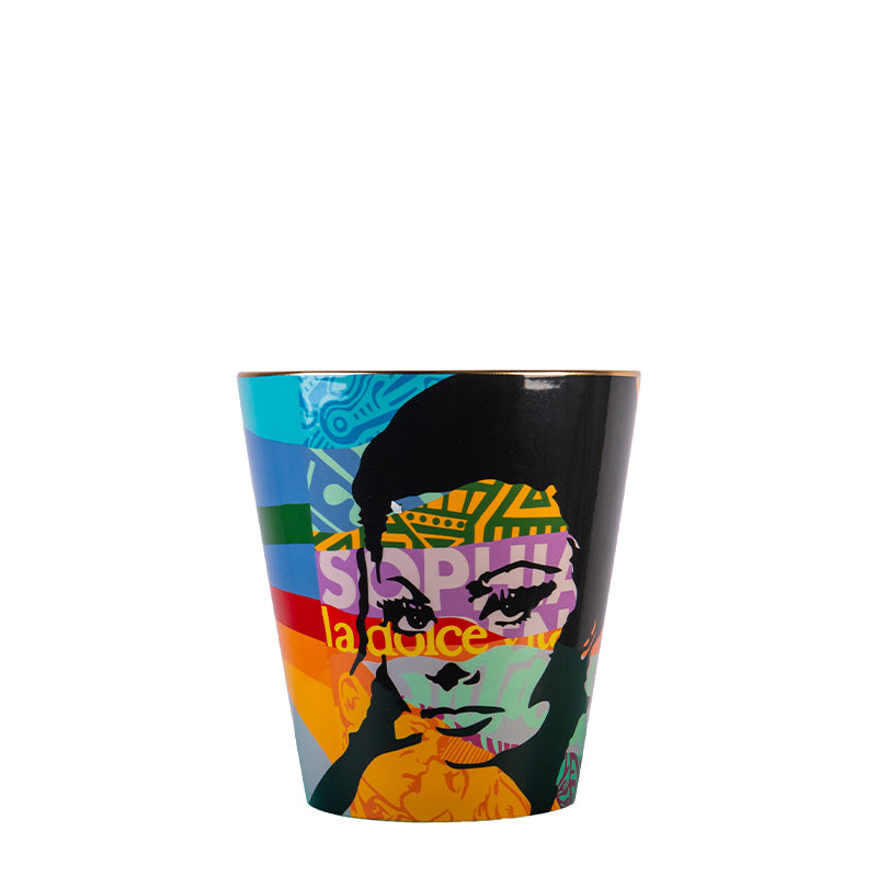 Artistic scented candle with a striking pop art design, offering a unique blend of fragrance and visual appeal.